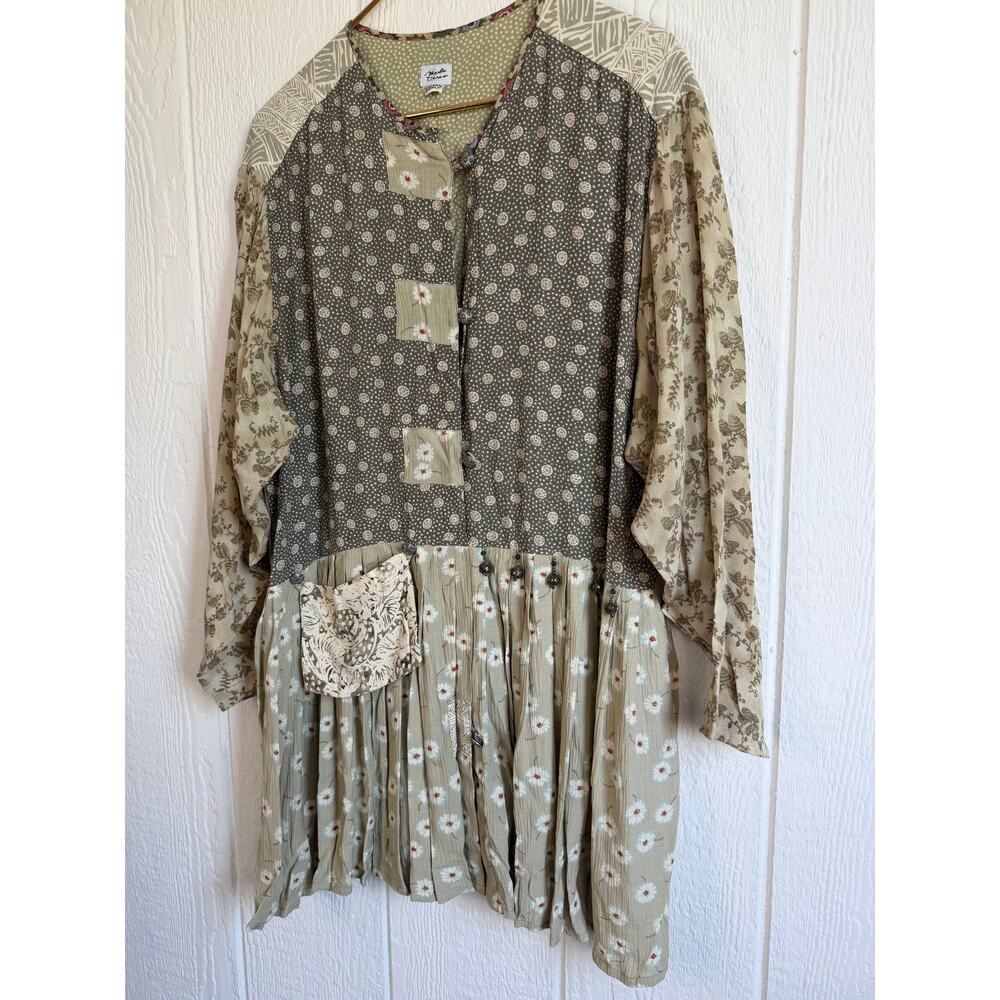 Marla Duran Art to Wear Patchwork Tunic Jacket Mixed Print Lagenlook Boho - Picture 5 of 6